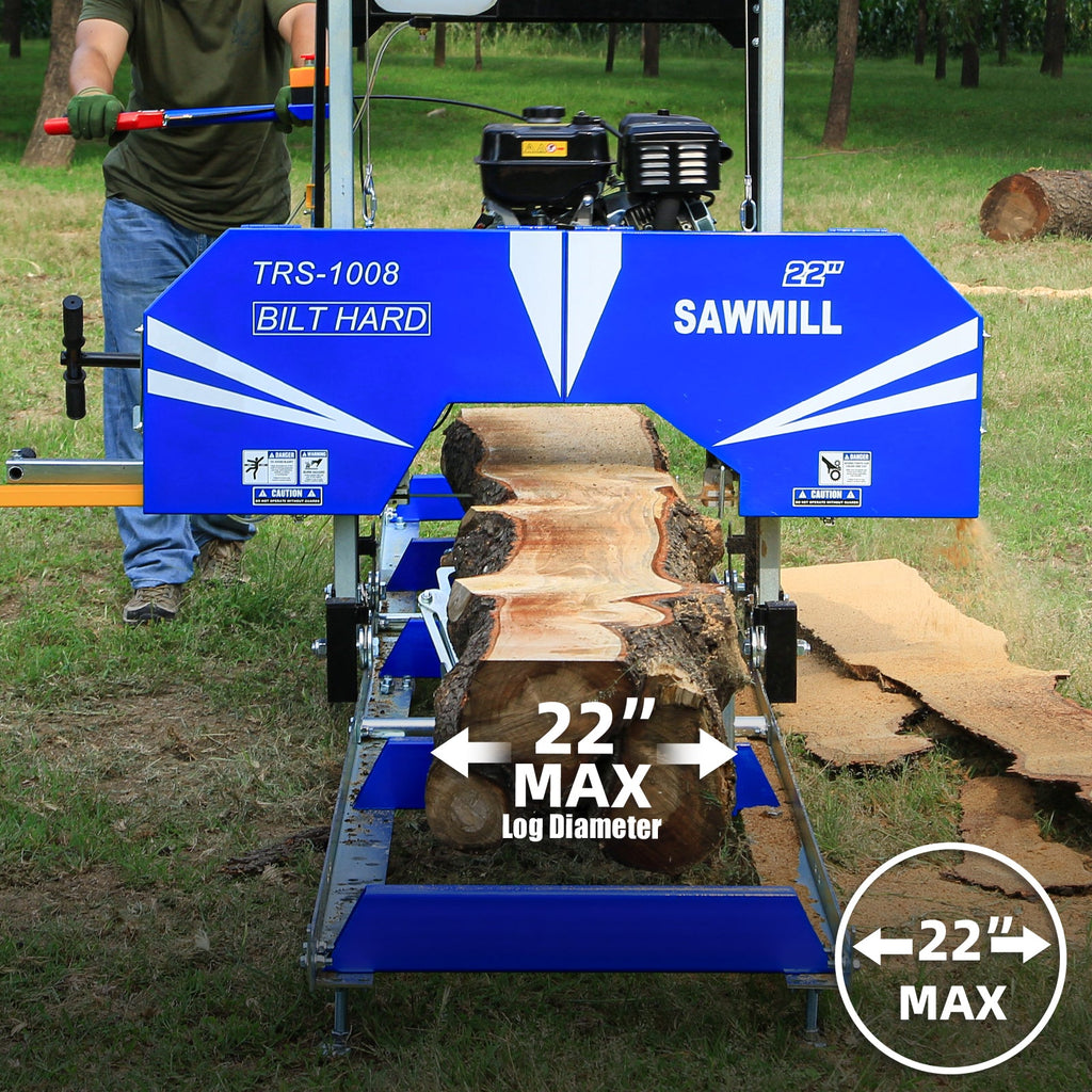 BILT HARD 22" Portable Sawmill with 9HP 270cc Ducar Engine | Includes 10 Saw Blades