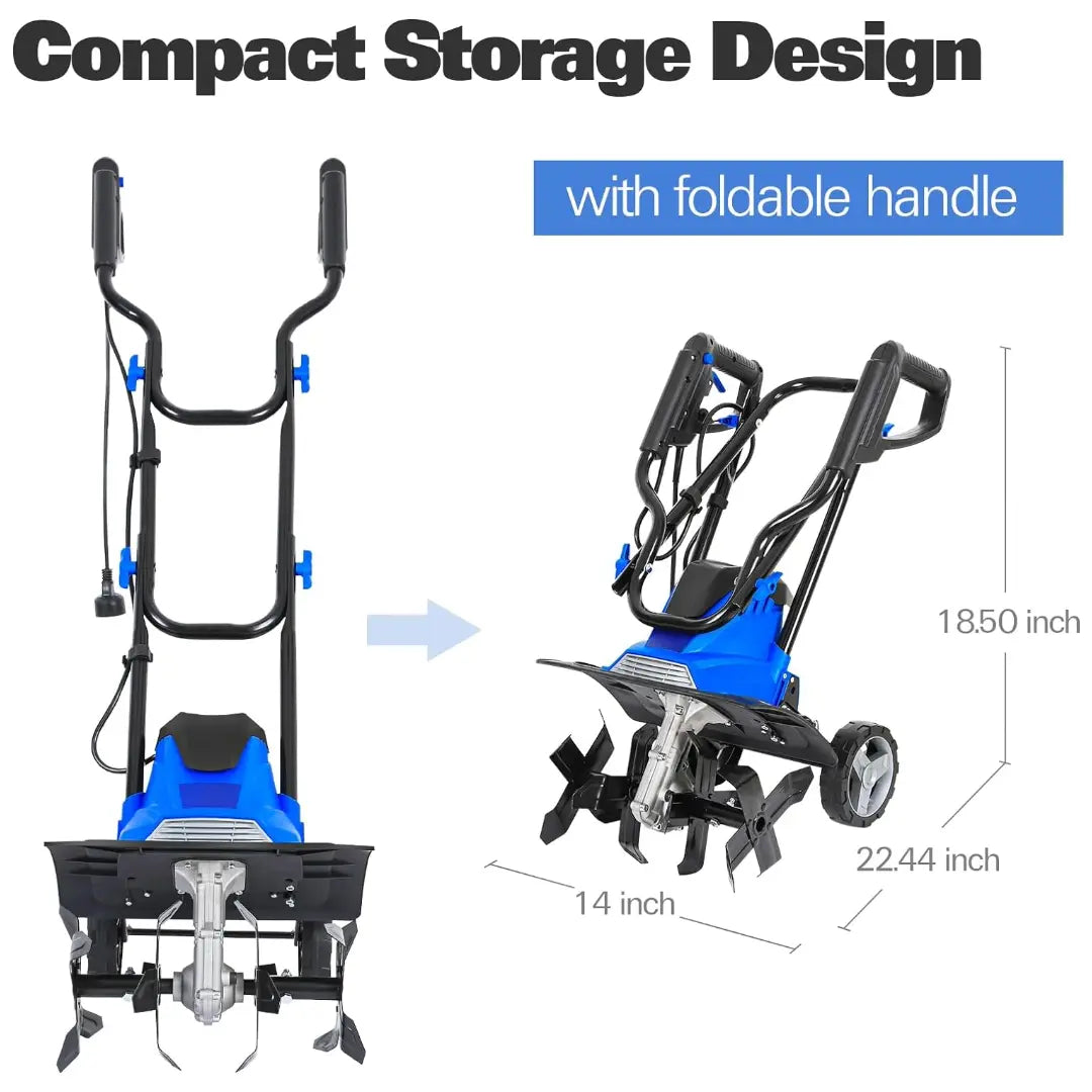 BILT HARD 14" Electric Tiller Cultivator – 10 Amp, 4 Steel Tines, 8.7" Tilling Depth & Foldable Handle