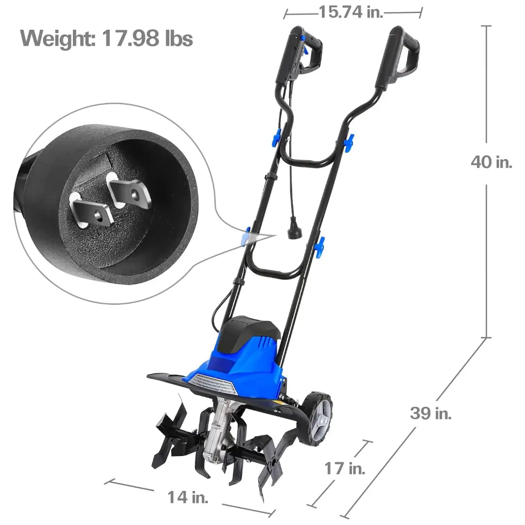 BILT HARD 14" Electric Tiller Cultivator – 10 Amp, 4 Steel Tines, 8.7" Tilling Depth & Foldable Handle