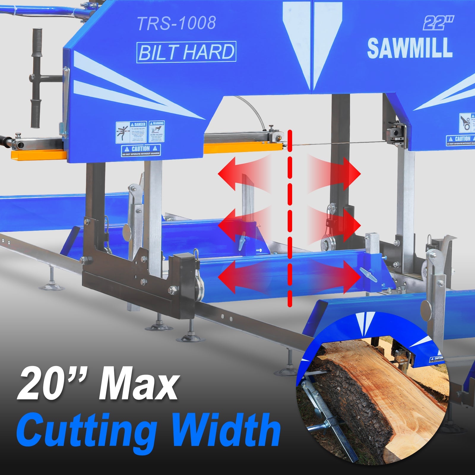 BILT HARD 22" Portable Sawmill with 9HP 270cc Ducar Engine | Includes 10 Saw Blades