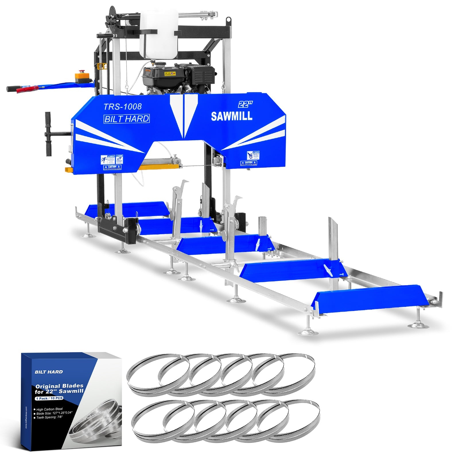 BILT HARD 22" Portable Sawmill with 9HP 270cc Ducar Engine | Includes 10 Saw Blades
