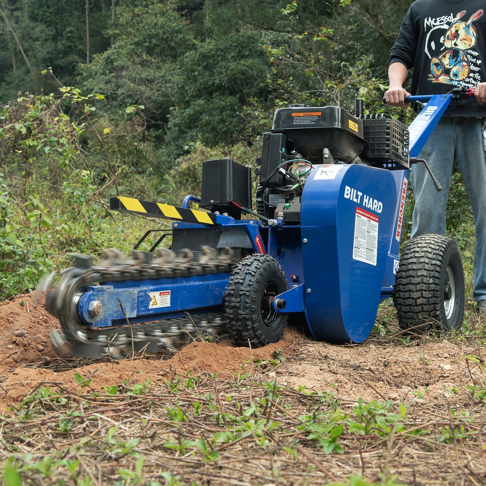 24-Inch Walk-Behind Trencher – 15HP 420cc Ducar Gas Engine, Electric Start
