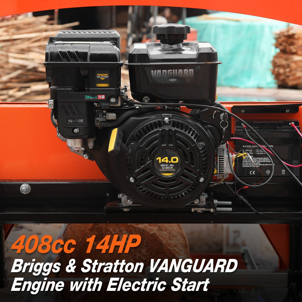 BILT HARD 32" Portable Sawmill, 14HP 408cc Briggs & Stratton Vanguard E-Start Engine, 32" Log Capacity, 28.7" Board Width