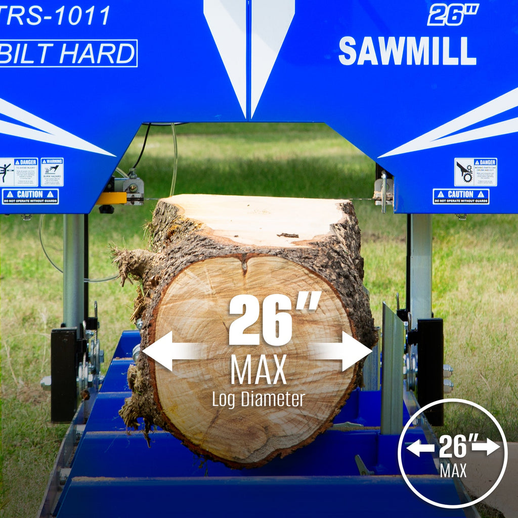 BILT HARD 26" Portable Sawmill with 15HP 420cc Gas Powered Engine | Includes 10 Bonus Blades