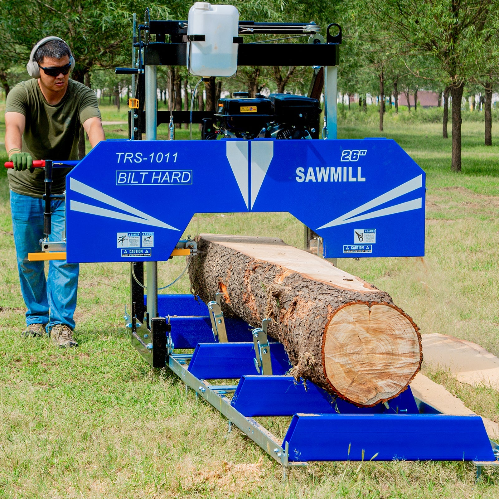 BILT HARD 26" Portable Sawmill with 15HP 420cc Gas Powered Engine | Includes 10 Bonus Blades