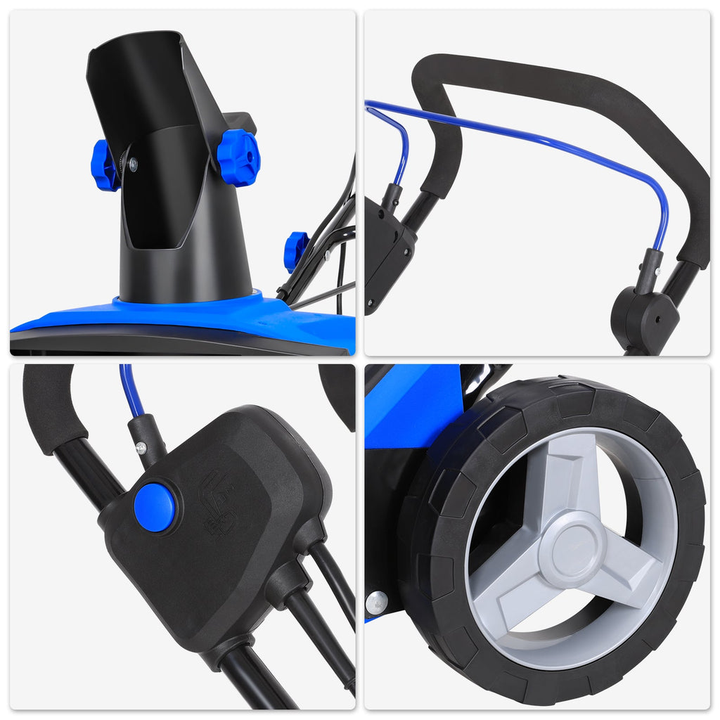 20" 15 Amp Electric Snow Blower, Walk-Behind Corded with Dual LED Headlights and 180° Rotating Chute