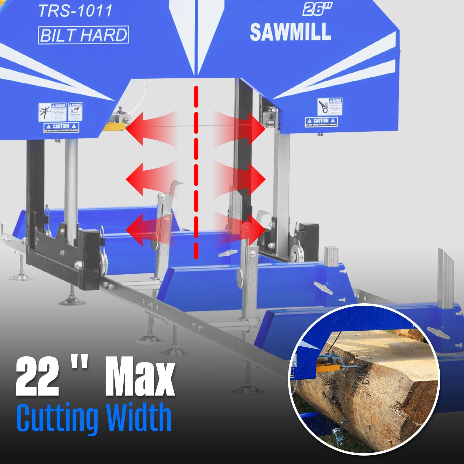 BILT HARD 26" Portable Sawmill with 15HP 420cc Gas Powered Engine | Includes 10 Bonus Blades
