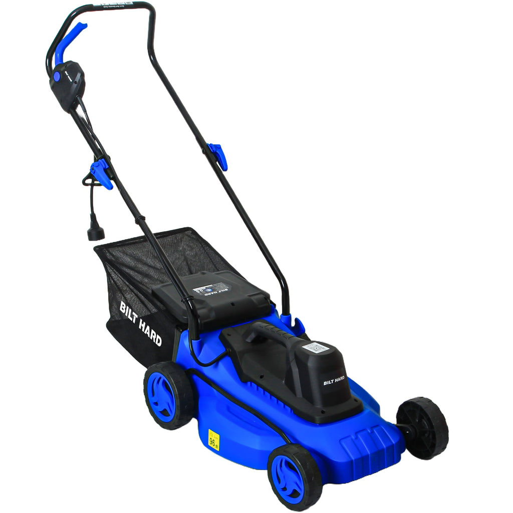 BILT HARD 15-Inch 11Amp Corded Electric Lawn Mower – Lightweight Push Mower with 9.2 Gal Collection Bag, 5 Height Adjustments, Ideal for Small to Medium Yards & Garden