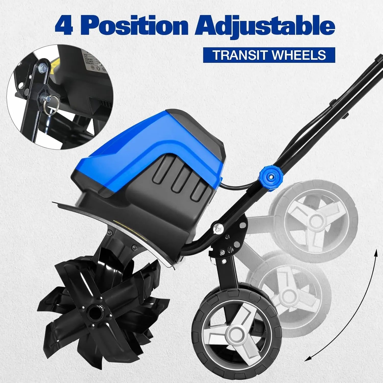 BILT HARD 18" Electric Garden Tiller – 15 Amp Corded Cultivator with 6 Steel Tines & Adjustable Wheels for Easy Soil Prep