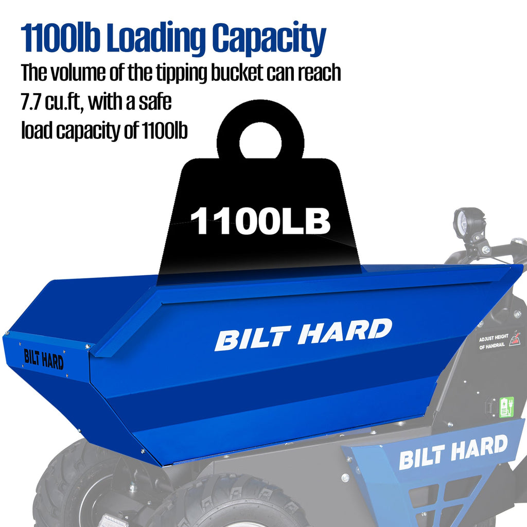 1100Lbs Loading Electric Dumper Cart, 48V Battery Powered Wheel Barrow Electric Mini Dumper