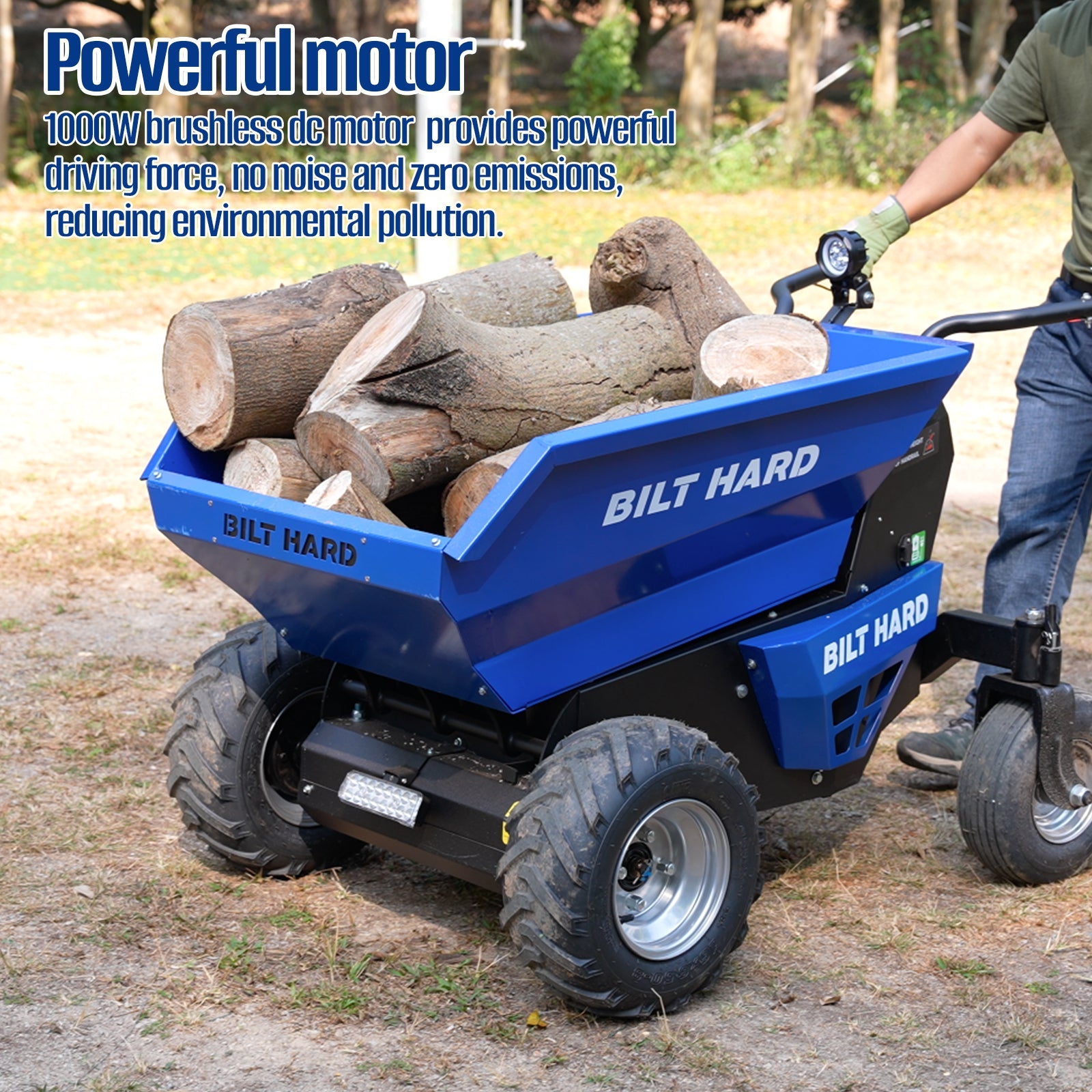 1100Lbs Loading Electric Dumper Cart, 48V Battery Powered Wheel Barrow Electric Mini Dumper