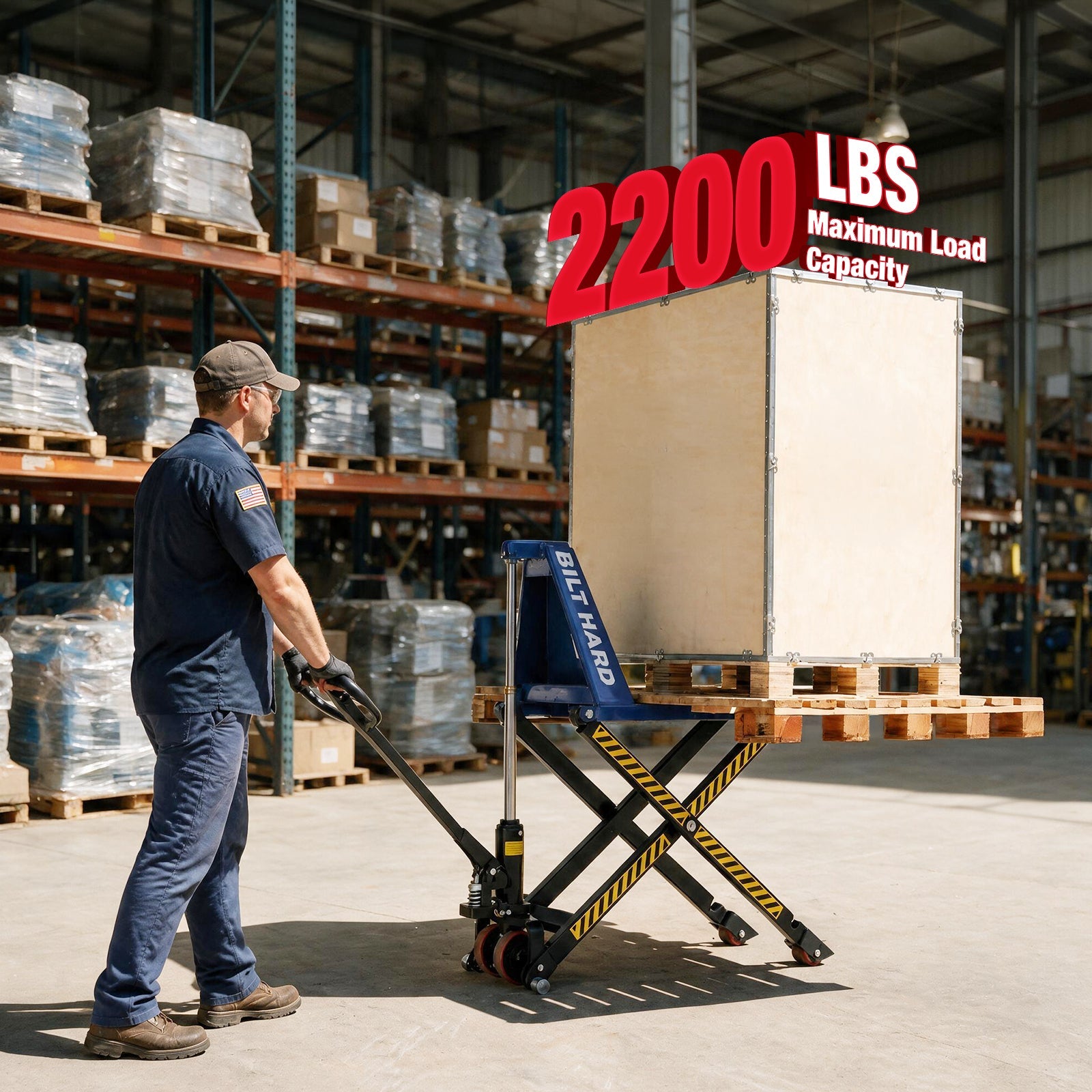 BILT HARD 2,200-Lb High-Lift Pallet Jack, 31-Inch Lift Height