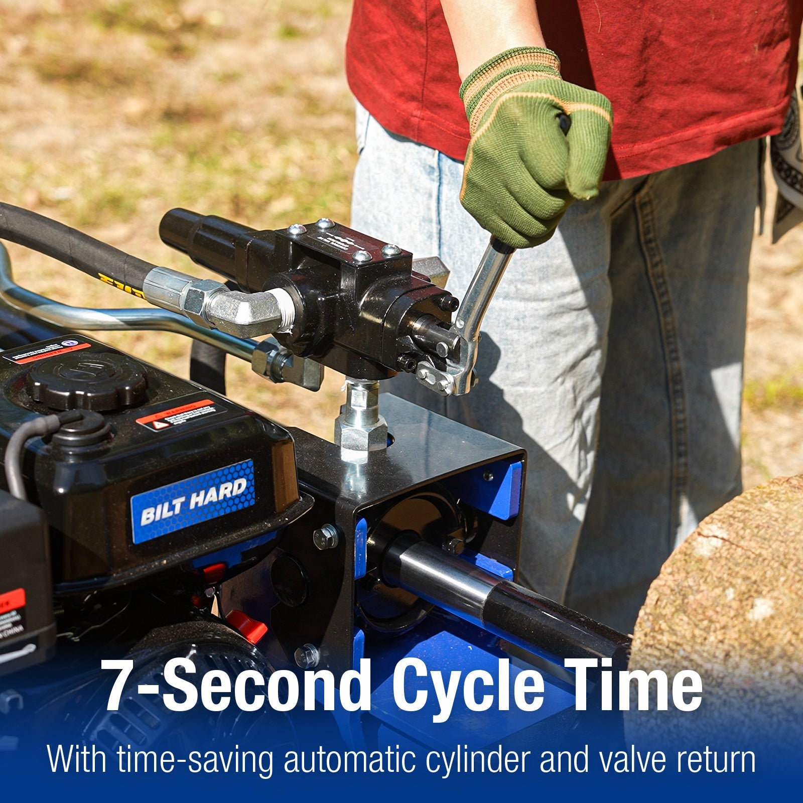 LOG-X Series 22-Ton Gas Log Splitter: 209cc Engine, 7-Second Cycle