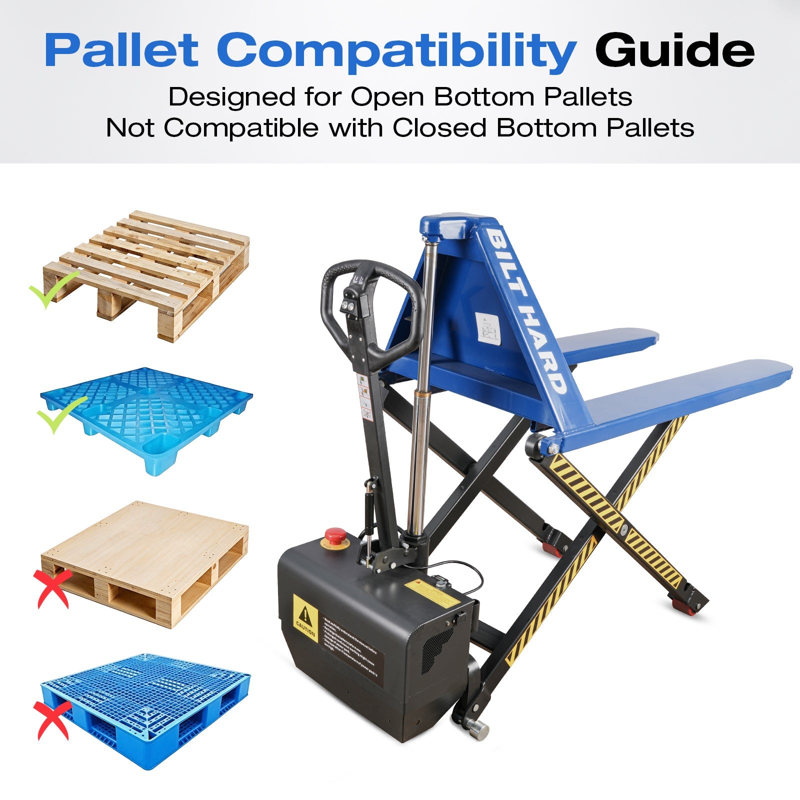 BILT HARD 3,300-Lb Semi-Electric High-Lift Pallet Jack, 31.5-Inch Lift Height