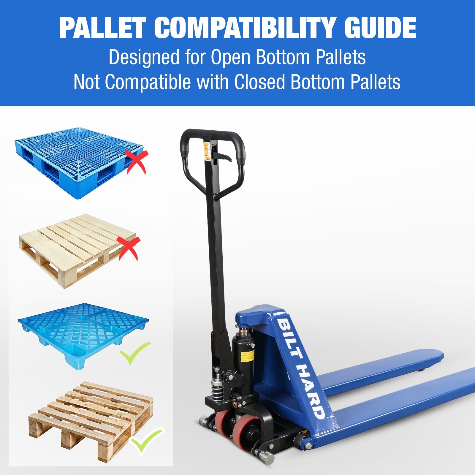 BILT HARD 2,200-Lb High-Lift Pallet Jack, 31-Inch Lift Height