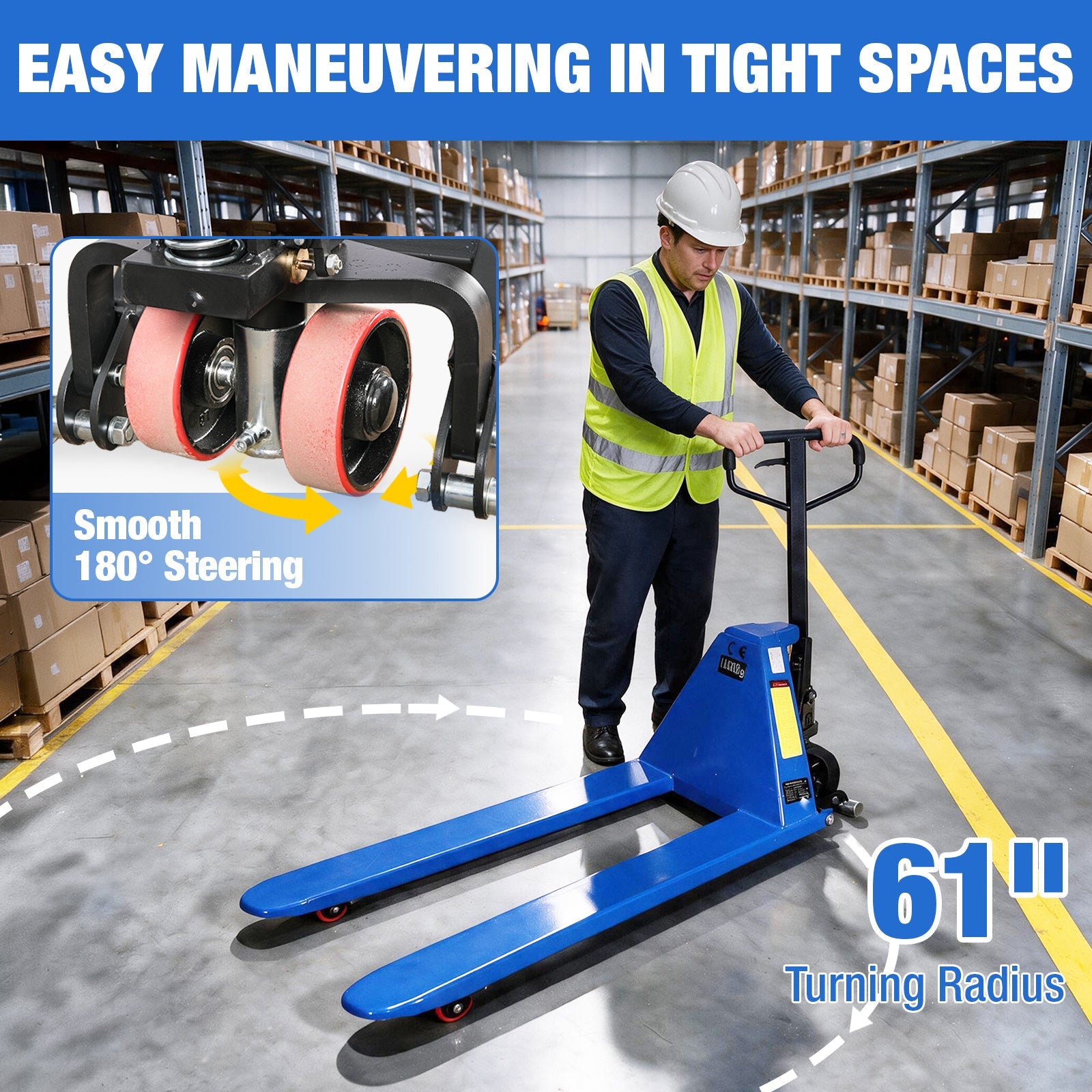 BILT HARD 2,200-Lb High-Lift Pallet Jack, 31-Inch Lift Height