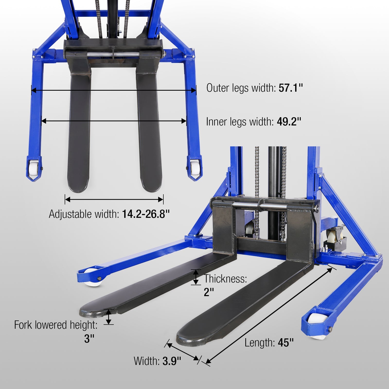 BILT HARD 2,200-Lb Manual Pallet Stacker, 63-Inch Lift Height