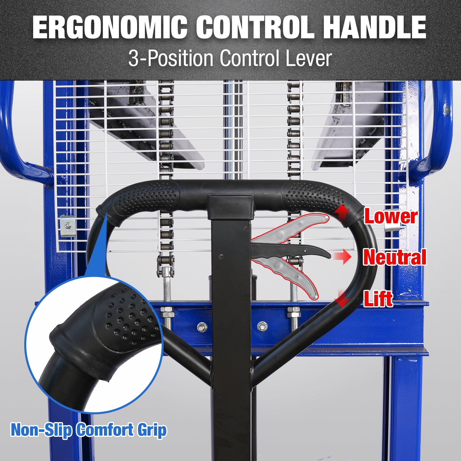 BILT HARD 2,200-Lb Manual Pallet Stacker, 63-Inch Lift Height