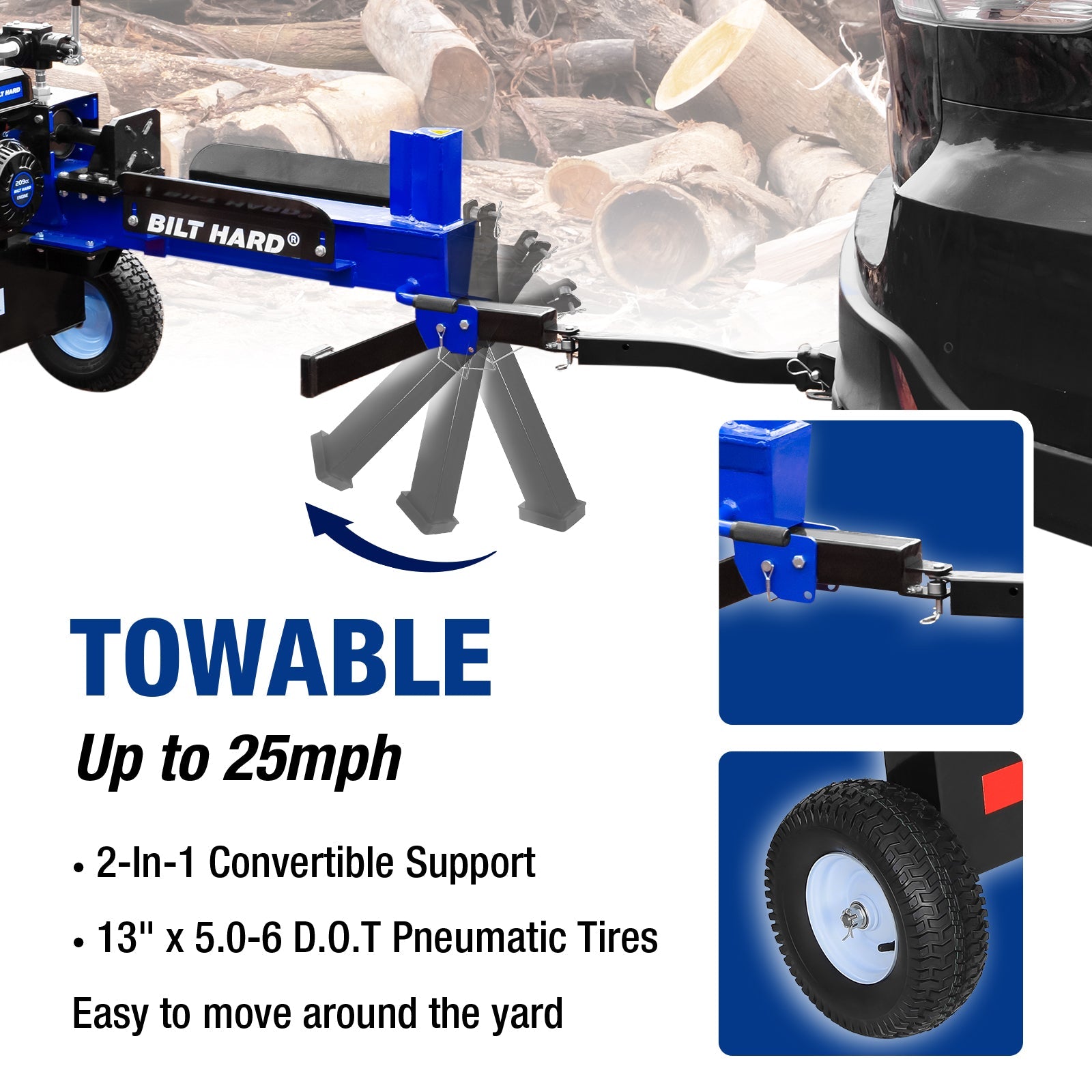 LOG-X Series 22-Ton Gas Log Splitter: 209cc Engine, 7-Second Cycle