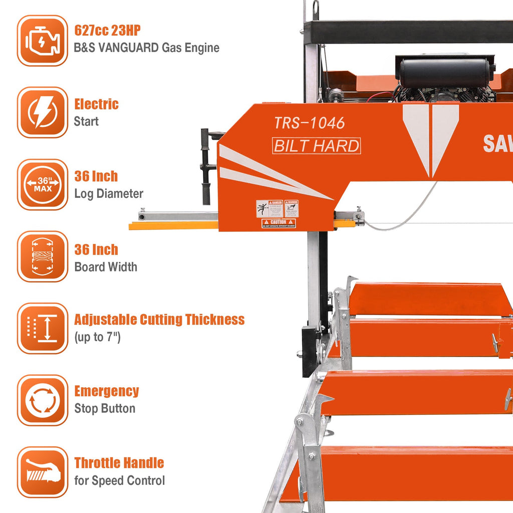BILT HARD 36-Inch Portable Sawmill with 23HP Vanguard V-Twin Engine